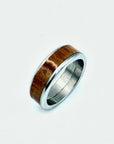 Custom Handmade Exotic Hardwood Insert Stainless Steel Ring - 8 / Brazilian Ebony - Jewelry & Accessories