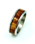 Custom Handmade Exotic Hardwood Insert Stainless Steel Ring - 8 / Goncalo Alves - Jewelry & Accessories