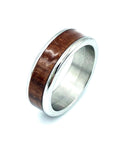 Custom Handmade Exotic Hardwood Insert Stainless Steel Ring - 8 / Granadillo (Mexican Rosewood) - Jewelry & Accessories