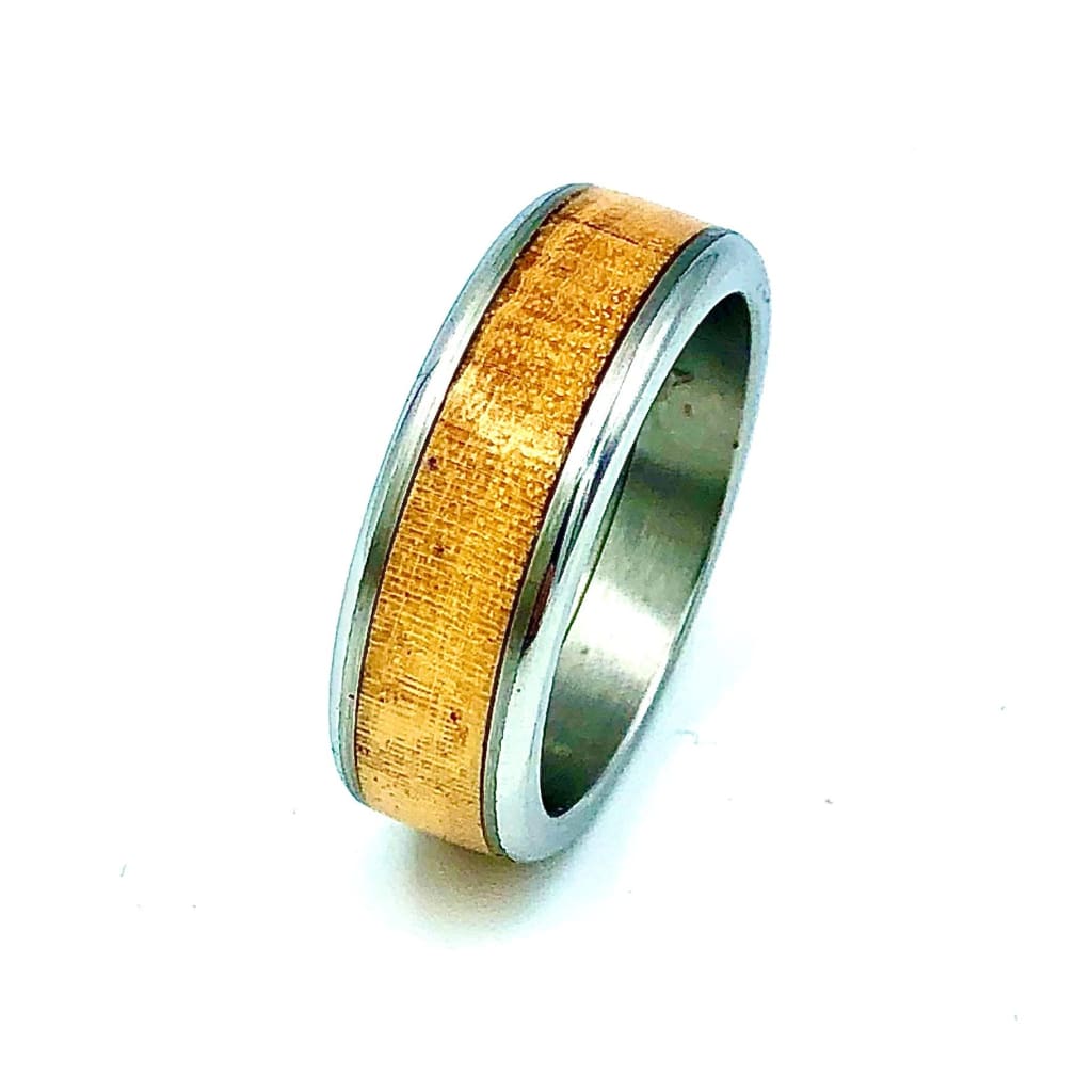 Custom Handmade Exotic Hardwood Insert Stainless Steel Ring - 8 / Guyana - Jewelry &amp; Accessories