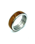 Custom Handmade Exotic Hardwood Insert Stainless Steel Ring - 8 / Lignum Vitae - Jewelry & Accessories