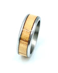 Custom Handmade Exotic Hardwood Insert Stainless Steel Ring - 8 / Olive Wood - Jewelry & Accessories
