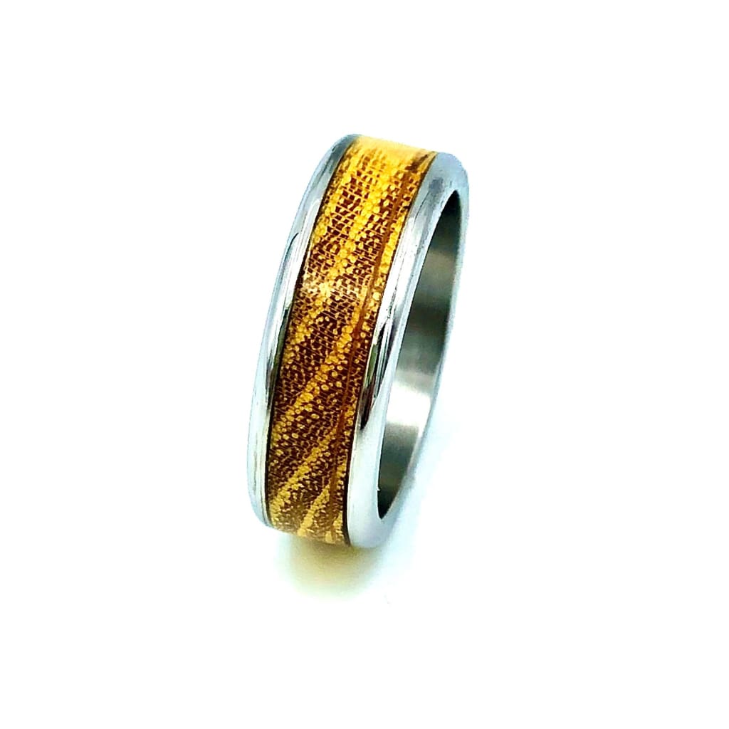 Custom Handmade Exotic Hardwood Insert Stainless Steel Ring - 8 / Osage Orange - Jewelry &amp; Accessories