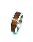 Custom Handmade Exotic Hardwood Insert Stainless Steel Ring - 8 / Walnut - Jewelry & Accessories