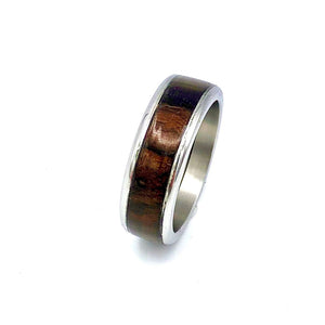 Custom Handmade Exotic Hardwood Insert Stainless Steel Ring - 8 / Zircote - Jewelry & Accessories