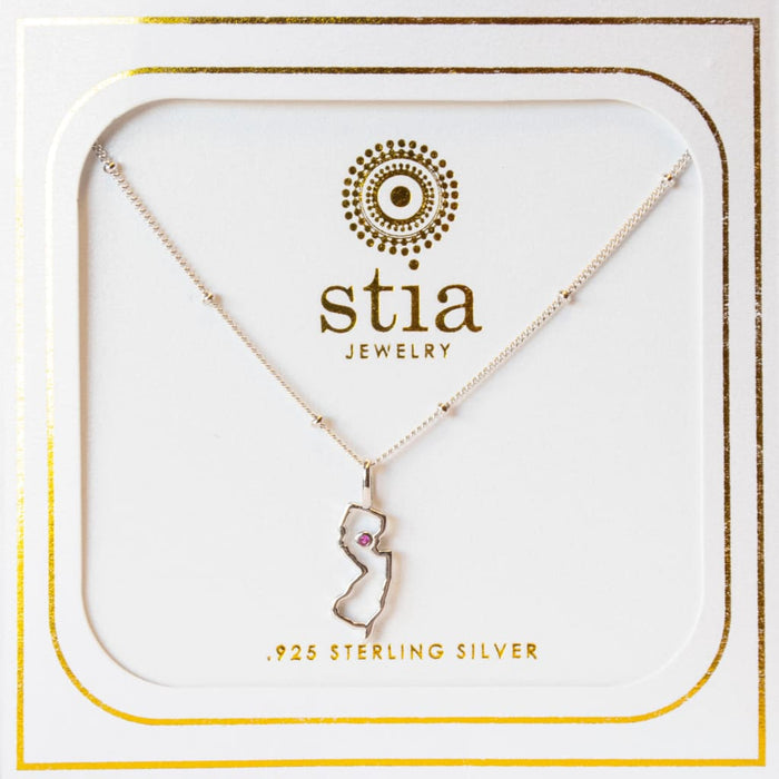 Cut it Out NJ Pendant Necklace with Gemstone