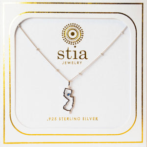 Cut it Out NJ Pendant Necklace with Gemstone - Silver / Saphire - Jewelry & Accessories