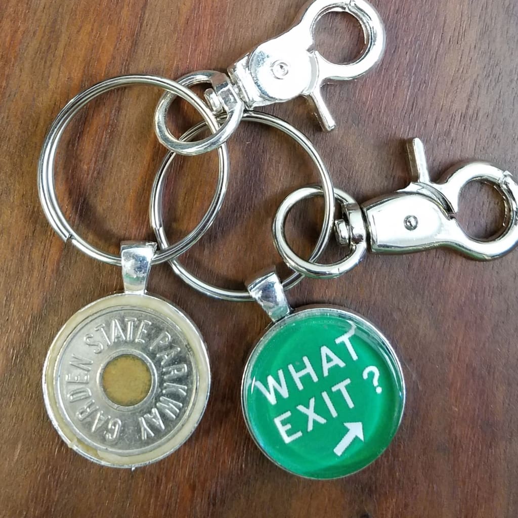 Double-sided Parkway Token/Exit Sign Keychain - What Exit - Jewelry &amp; Accessories