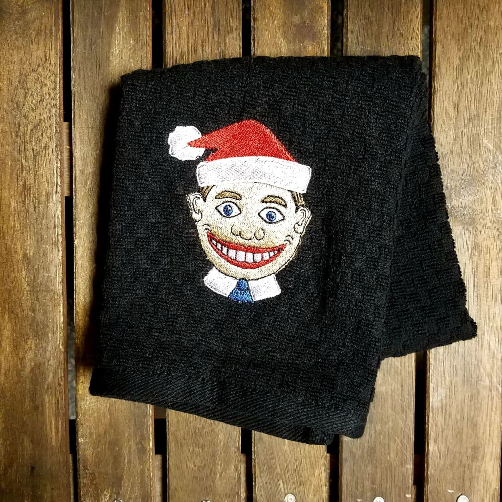 Embroidered Santa Tillie Towel - Black - Home & Lifestyle