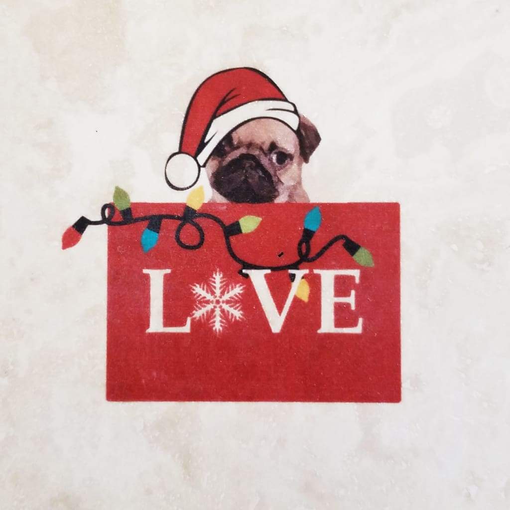 Holiday Coaster pet series - Pug - Love - Home &amp; Lifestyle