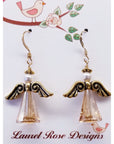 Holiday Crystal Earrings - Gold Angel - Jewelry & Accessories