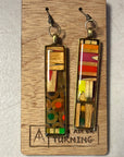 Colored Pencil & Resin Bezel Set Rectangular Earrings, Silver Findings