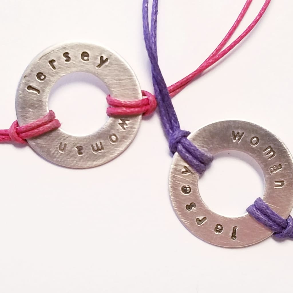 Jersey Girl Bracelet Hand Stamped Silver - jersey woman - Jewelry &amp; Accessories