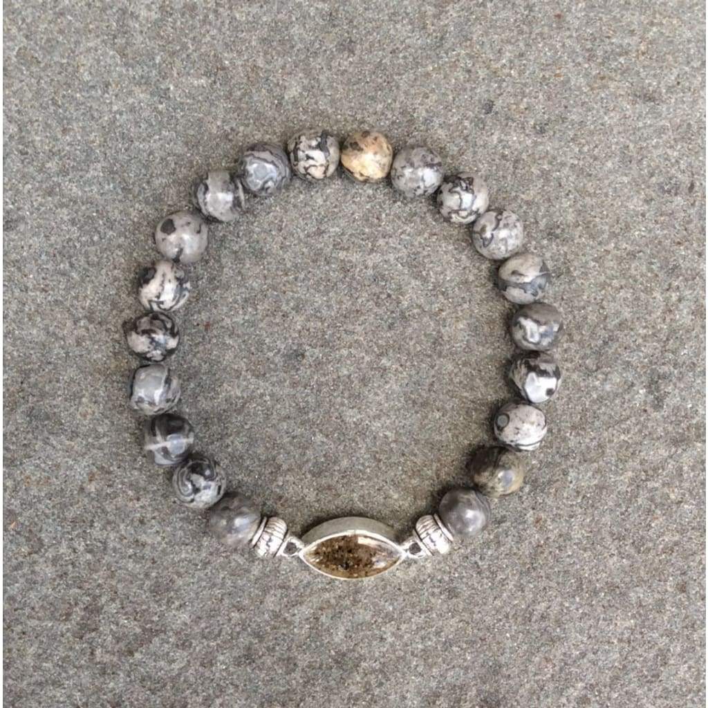 Shore Line Beach Sand Bracelet - Gray Lace Agate - Jewelry &amp; Accessories