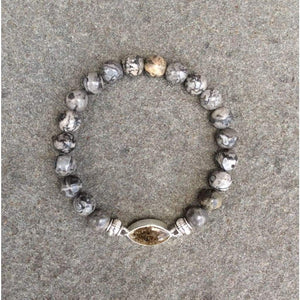 Shore Line Beach Sand Bracelet - Gray Lace Agate - Jewelry & Accessories