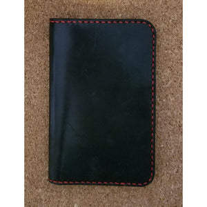 Leather Field Book Cover - Black w/ Red Stitching - Jewelry & Accessories