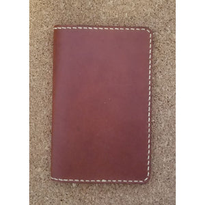 Leather Field Book Cover - Dark Brown w/ Tan Stitching - Jewelry & Accessories