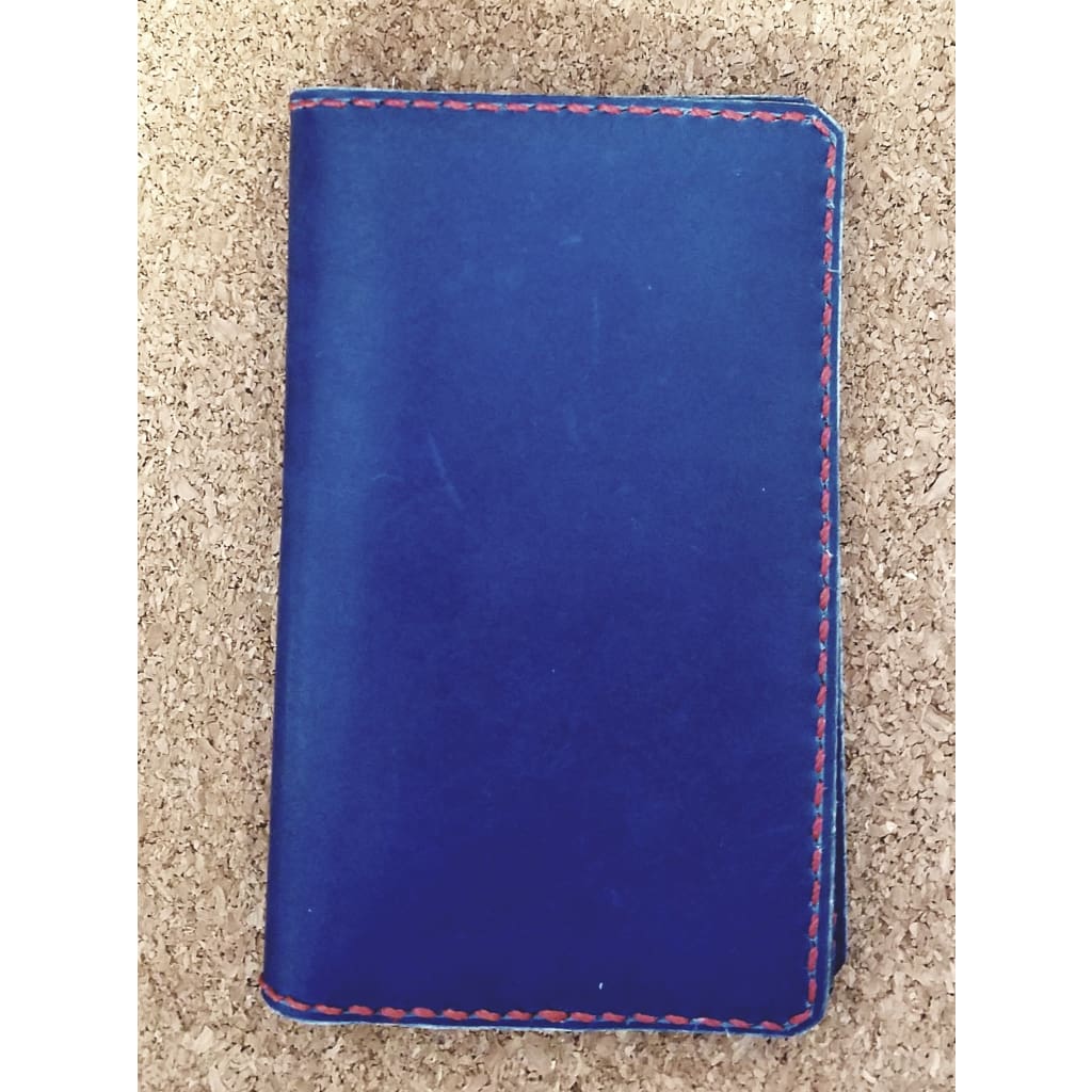Leather Field Book Cover - Navy Blue w/ Red Stitching - Jewelry &amp; Accessories
