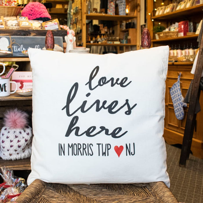 Love Lives Here town pillows