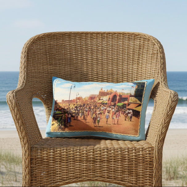 Mini Canvas Vintage Postcard Pillow - Atlantic City Boardwalk - Home & Lifestyle