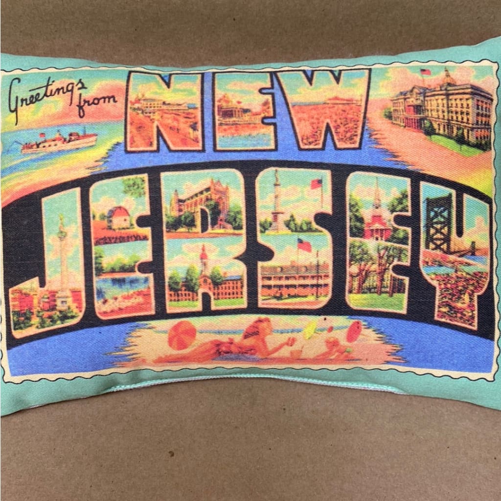 Mini Canvas Vintage Postcard Pillow - Greetings from New Jersey - Home &amp; Lifestyle