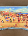 Mini Canvas Vintage Postcard Pillow - Jersey Shore Beach Scene - Home & Lifestyle