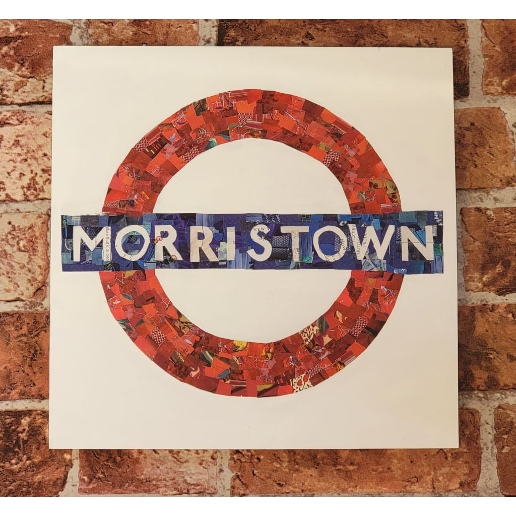 Morristown Tube Station Sign Handcrafted Collage 12x12 - Prints &amp; Artwork