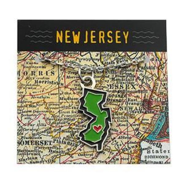 NJ Enamel Necklace, 24" chain