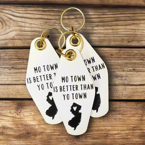 NJ Motel Key Chain - Mo town is better than Yo town - Jewelry & Accessories