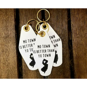 NJ Motel Key Chain - Mo town is better than Yo town - Jewelry & Accessories