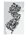 NJ Town Type Map giclee print unframed - 18x24 / Greys - Prints & Artwork