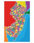 NJ Town Type Map giclee print unframed - 18x24 / Rainbow - Prints & Artwork