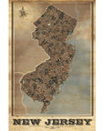 NJ Town Type Map giclee print unframed - 18x24 / Vintage - Prints & Artwork