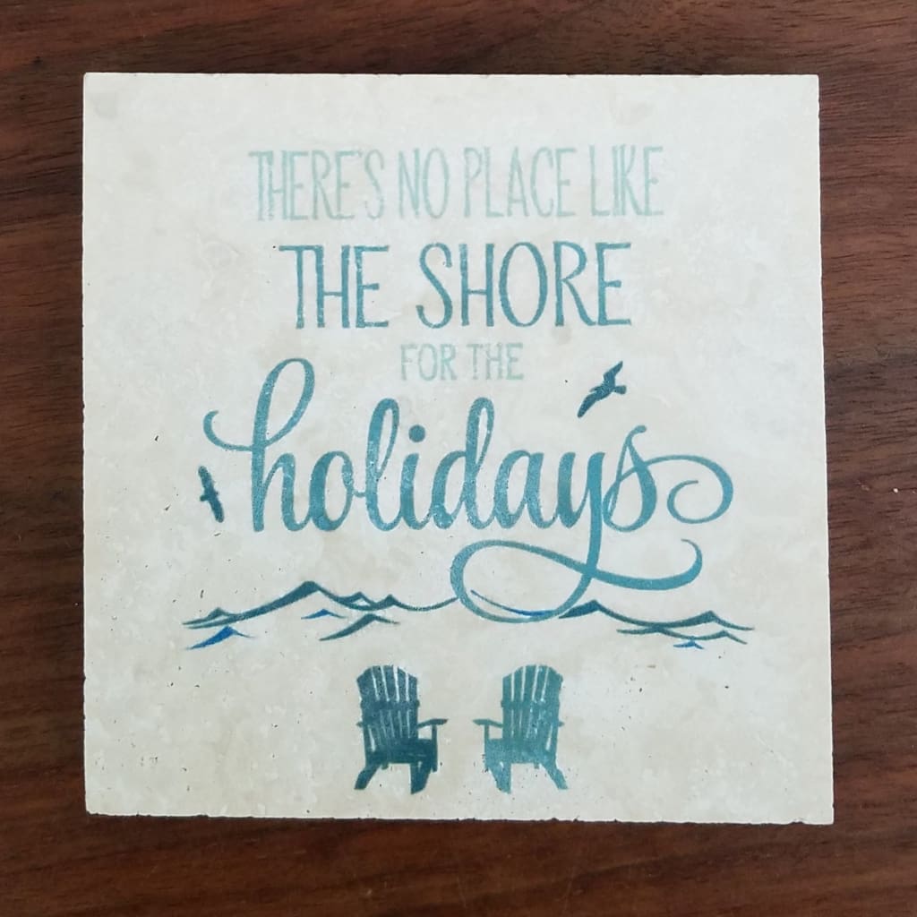 No Place Like the Shore for the Holidays Coaster - Ocean Blues - Home &amp; Lifestyle