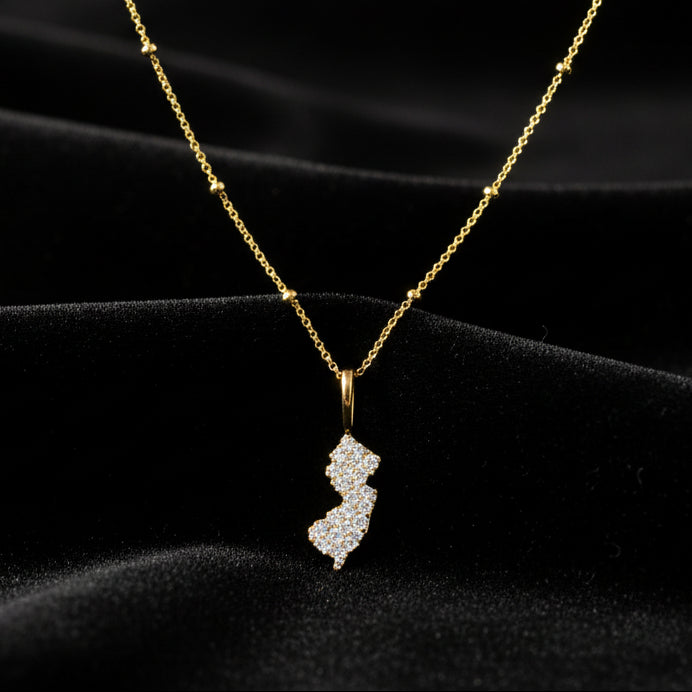 Pave NJ Icon Pendant Necklace - 14 K Gold Fill - Jewelry & Accessories