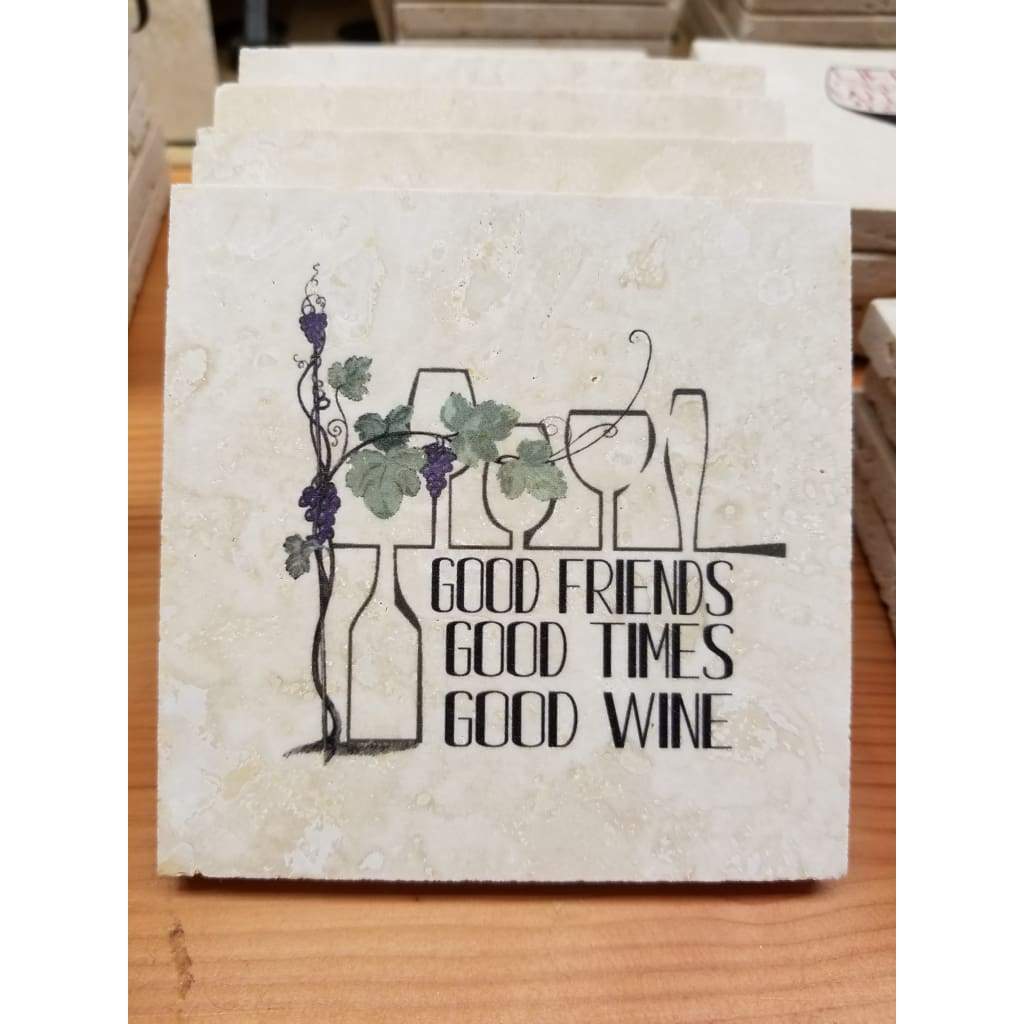 Wine Series Coaster - Good Times Good Wine - Home &amp; Lifestyle