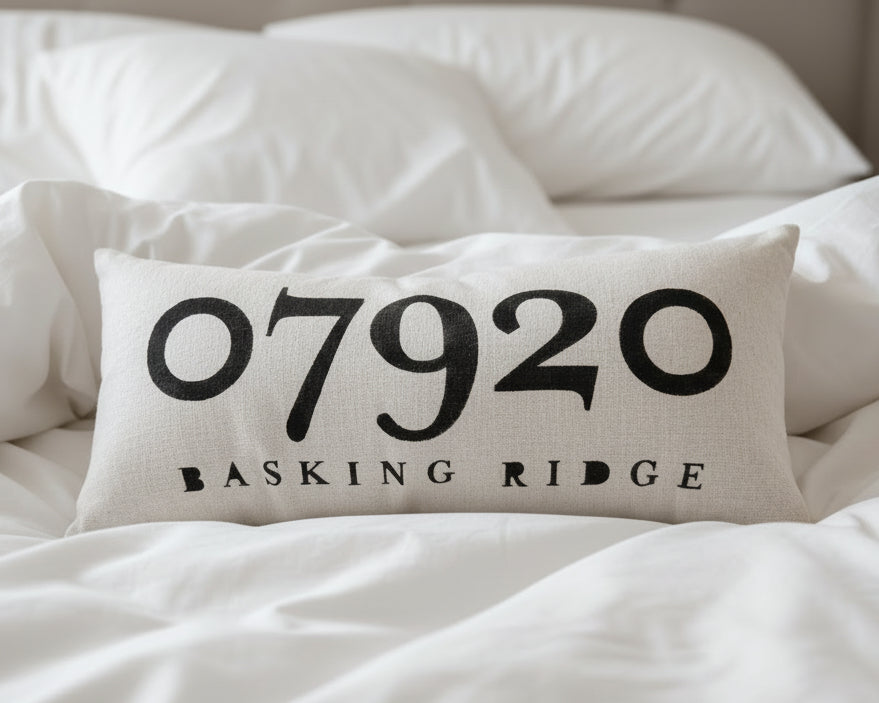 Canvas Zip Code Pillow - Basking Ridge - Home & Lifestyle