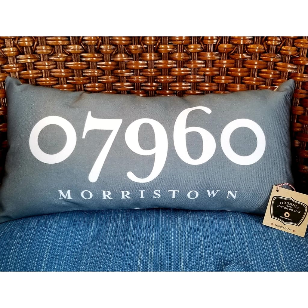 Zip Code Pillow Organic Cotton &amp; Linen - Morristown Gray - Home &amp; Lifestyle