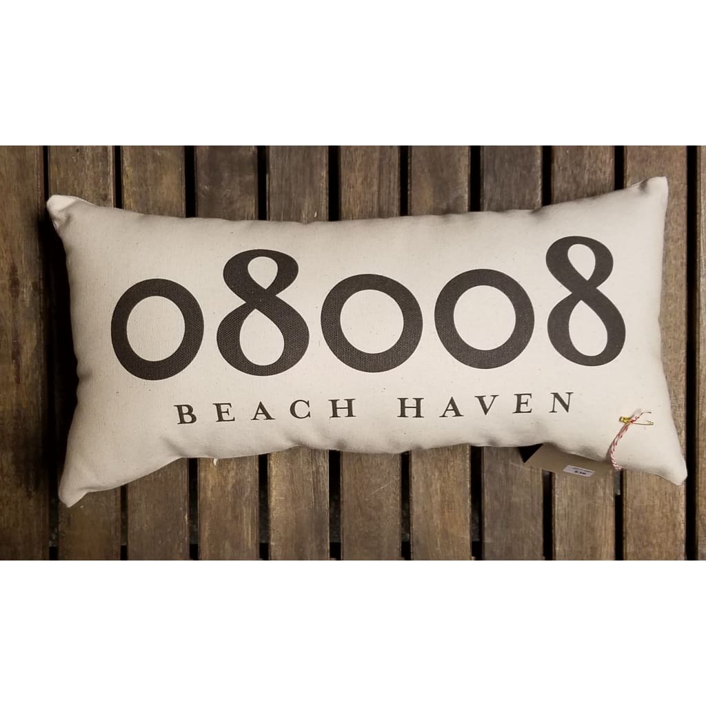 Zip Code Pillow Organic Cotton &amp; Linen - Beach Haven - Home &amp; Lifestyle