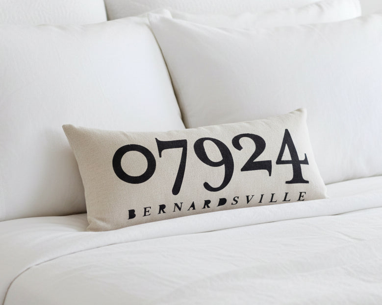 Canvas Zip Code Pillow - Bernardsville - Home & Lifestyle
