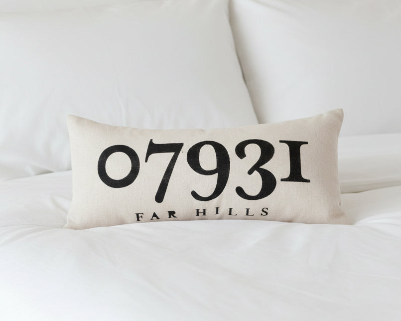 Canvas Zip Code Pillow - Far Hills - Home & Lifestyle
