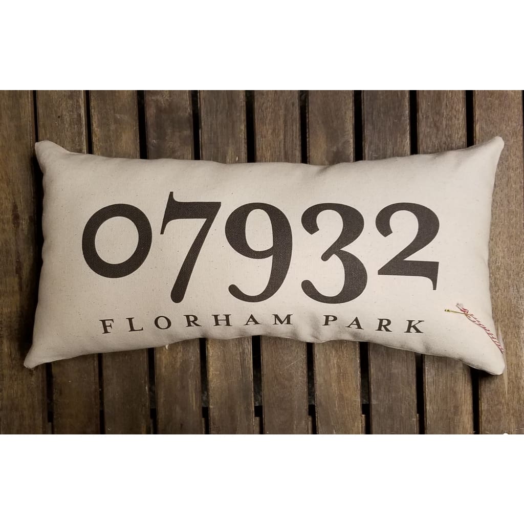 Zip Code Pillow Organic Cotton &amp; Linen - Florham Park - Home &amp; Lifestyle