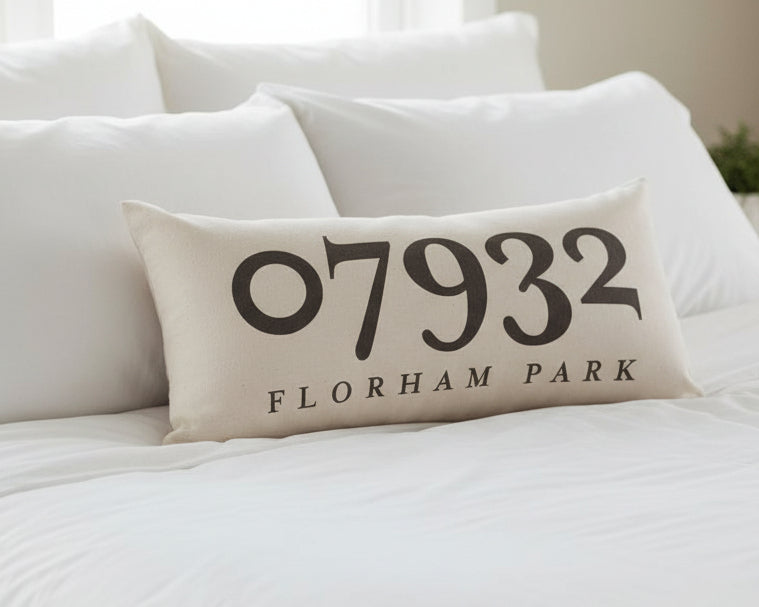 Zip Code Pillow Organic Cotton &amp; Linen - Florham Park - Home &amp; Lifestyle