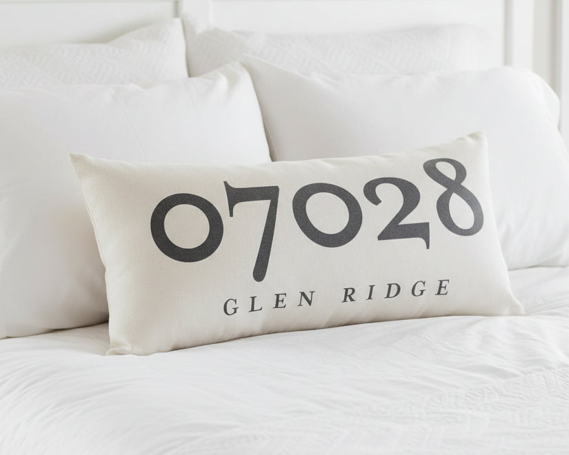 Zip Code Pillow Organic Cotton &amp; Linen - Glen Ridge - Home &amp; Lifestyle