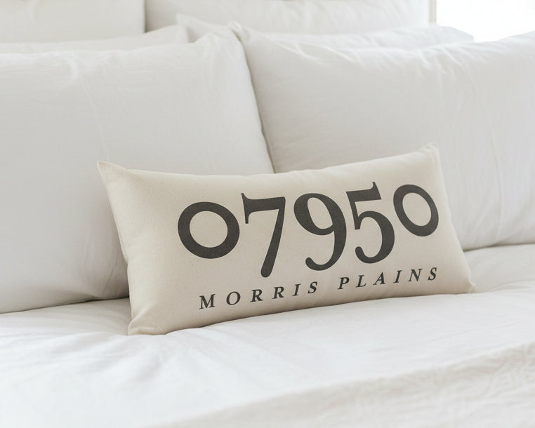 Zip Code Pillow Organic Cotton &amp; Linen - Morris Plains - Home &amp; Lifestyle