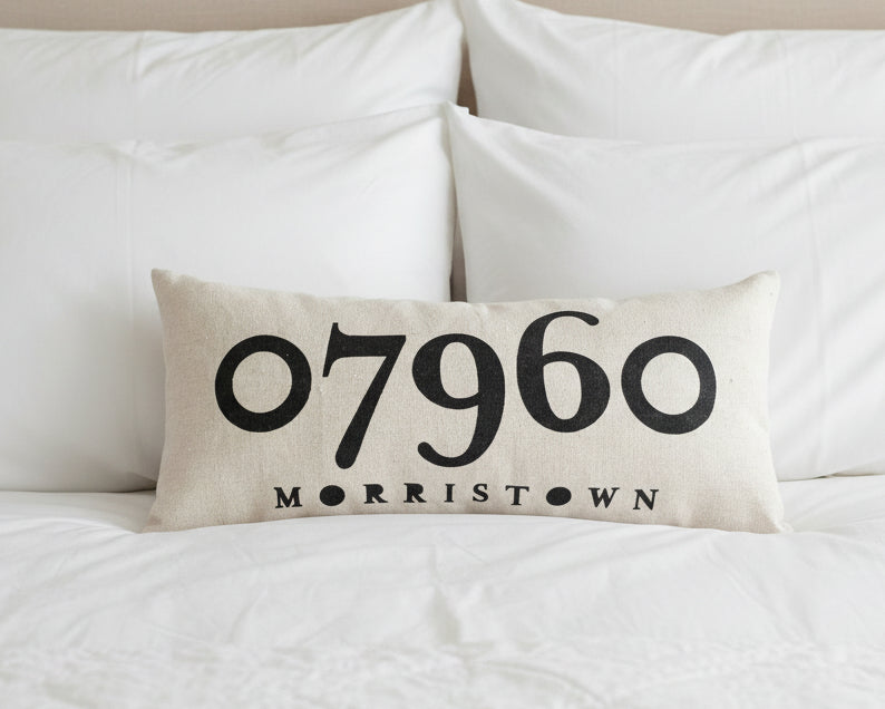 Canvas Zip Code Pillow - Morristown - Home &amp; Lifestyle
