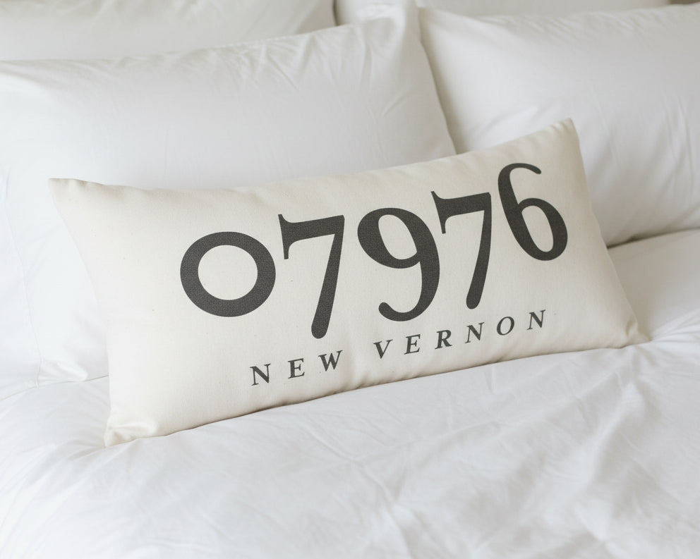 Zip Code Pillow Organic Cotton &amp; Linen - New Vernon - Home &amp; Lifestyle