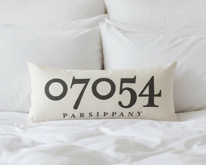 Zip Code Pillow Organic Cotton &amp; Linen - Parsippany - Home &amp; Lifestyle