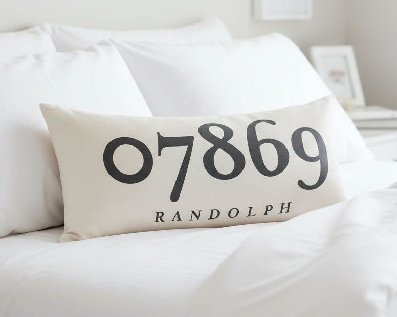 Zip Code Pillow Organic Cotton &amp; Linen - Randolph - Home &amp; Lifestyle